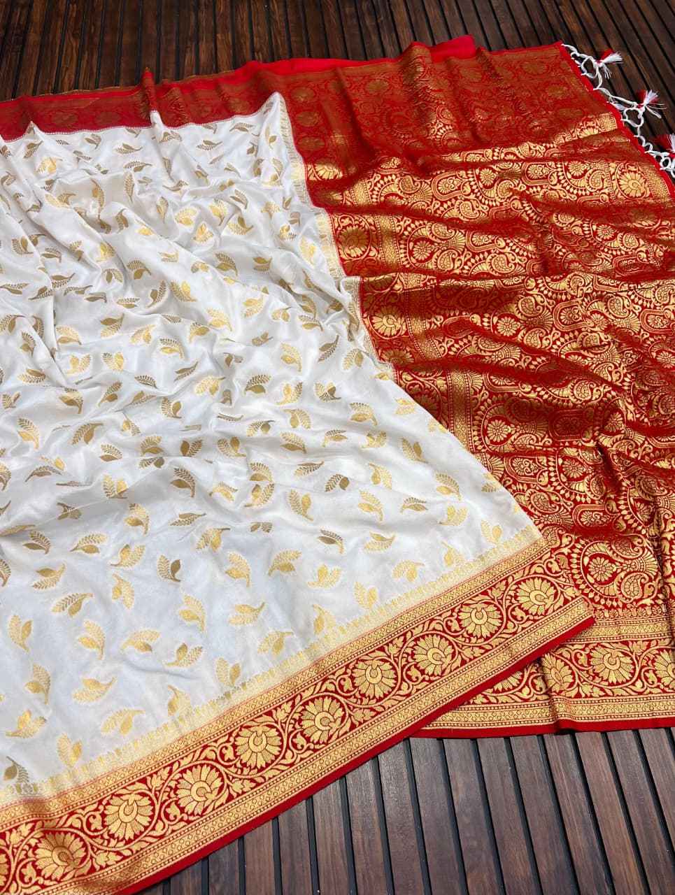 PURE KHADDI CREPE GEORGETTE ZARI WEAVING SAREE