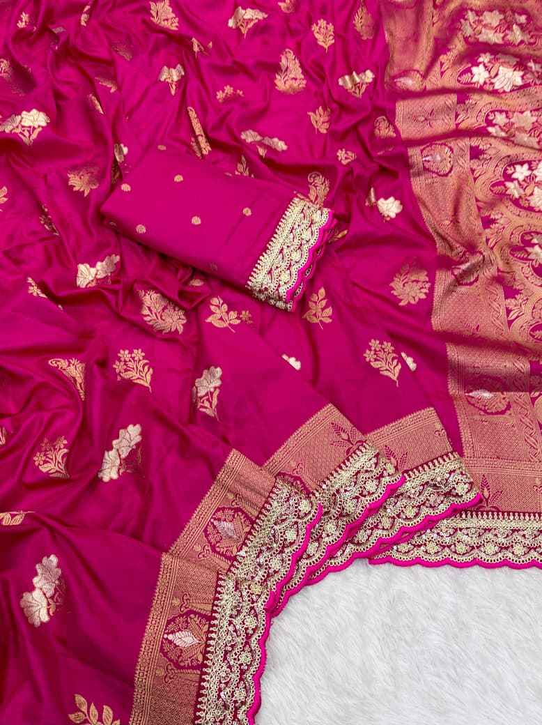 PURE KHADI DOLLA COTTAN MINAKARI ZARI WEAVING DESIGNER SAREE