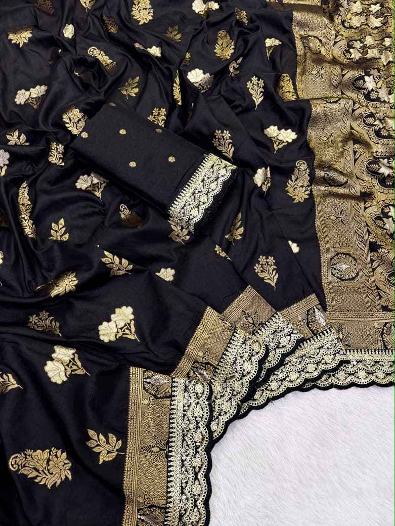 PURE KHADI DOLLA COTTAN MINAKARI ZARI WEAVING DESIGNER SAREE