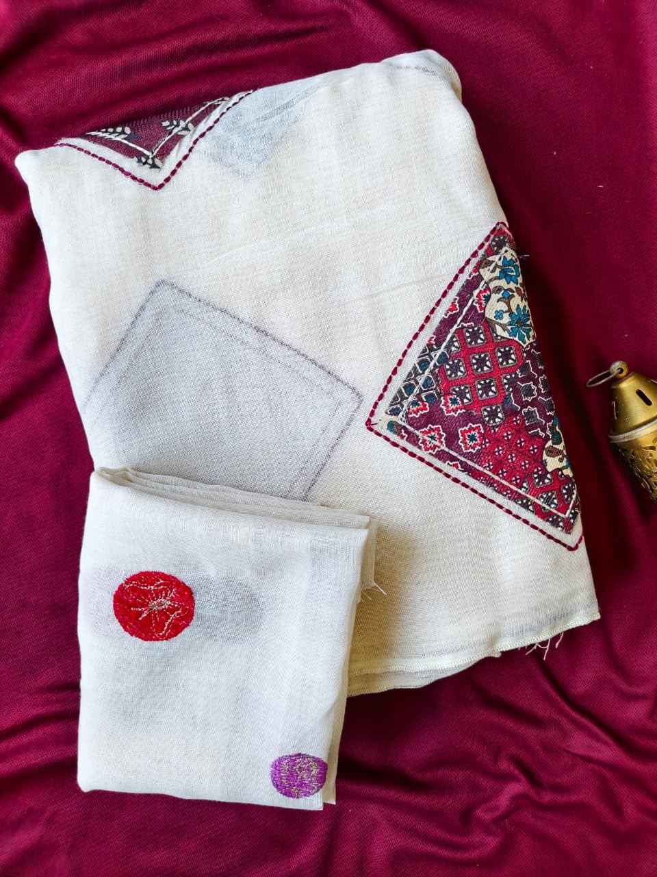PURE LINEN PATCH WORK DESIGNER SAREE