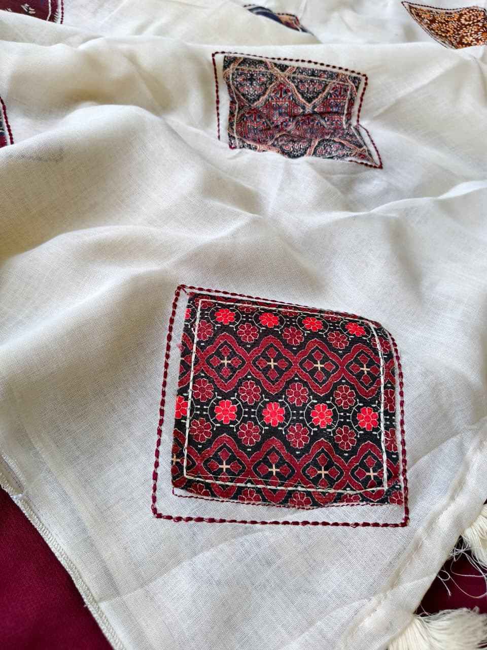 PURE LINEN PATCH WORK DESIGNER SAREE