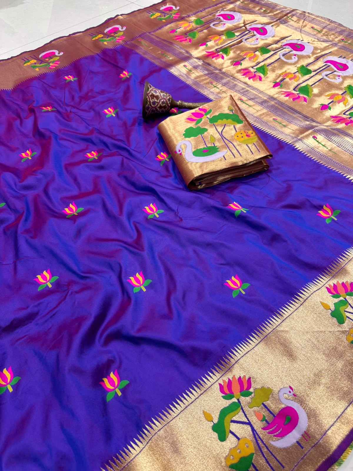 PURE SOFT KANCHIVRAM PAITHANI SILK ZARI WEAVING SAREE 1