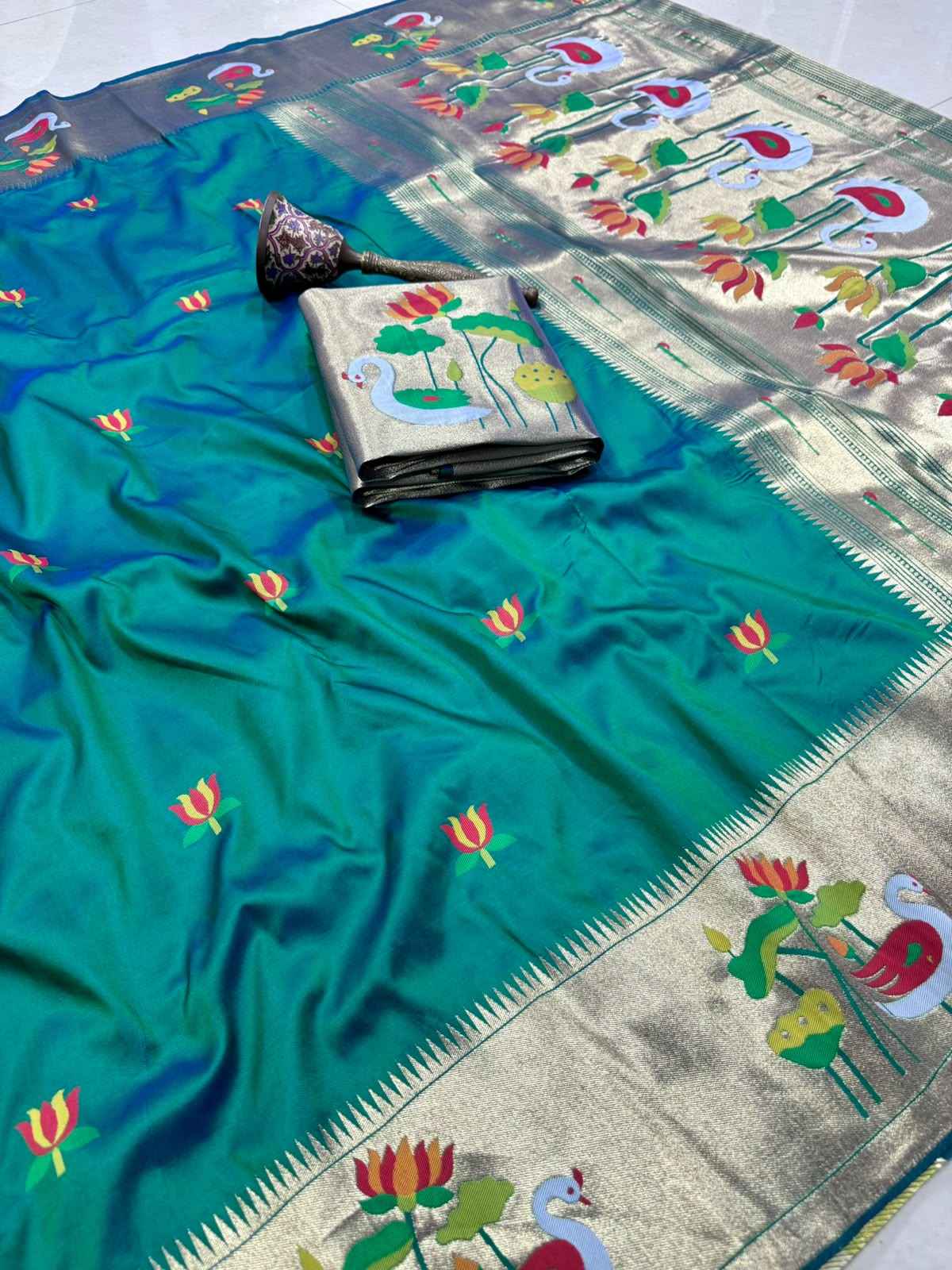 PURE SOFT KANCHIVRAM PAITHANI SILK ZARI WEAVING SAREE 1