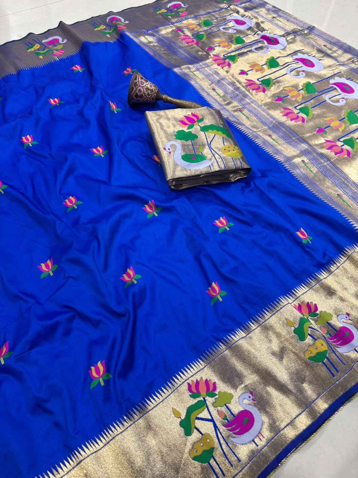 PURE SOFT KANCHIVRAM PAITHANI SILK ZARI WEAVING SAREE 1
