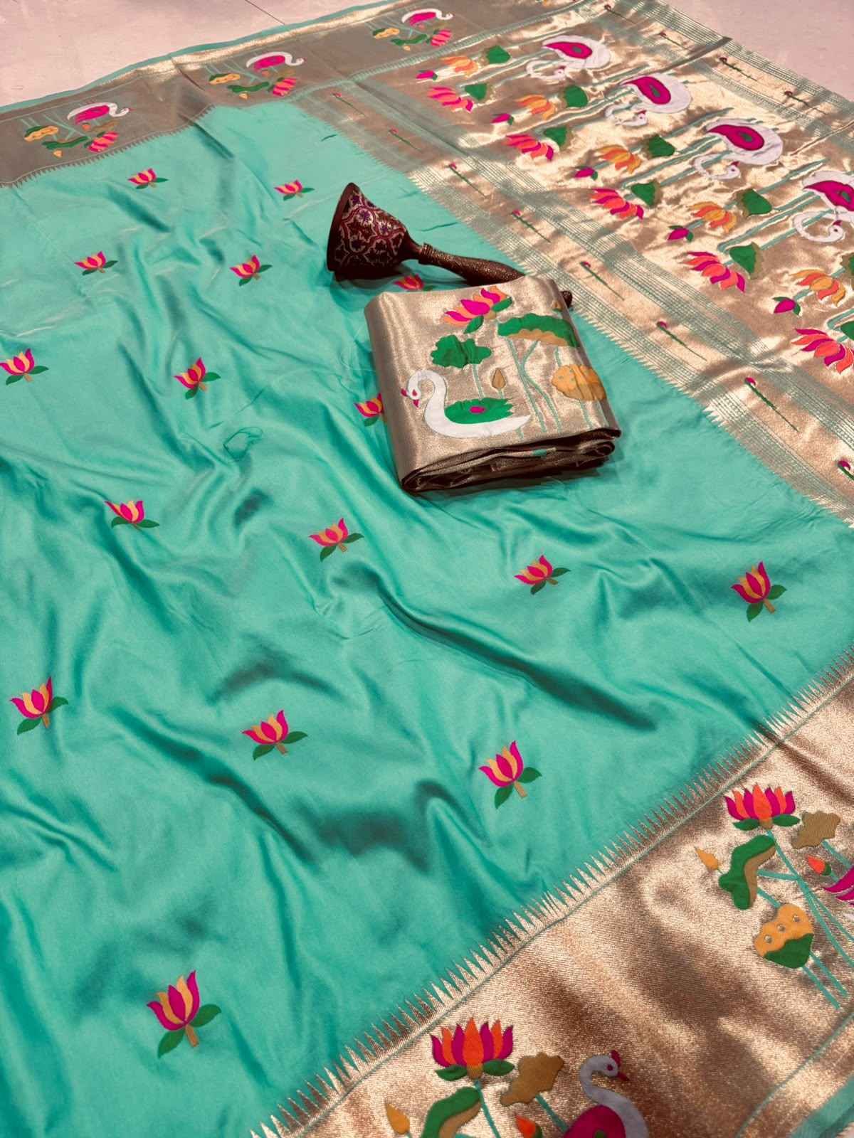 PURE SOFT KANCHIVRAM PAITHANI SILK ZARI WEAVING SAREE 1