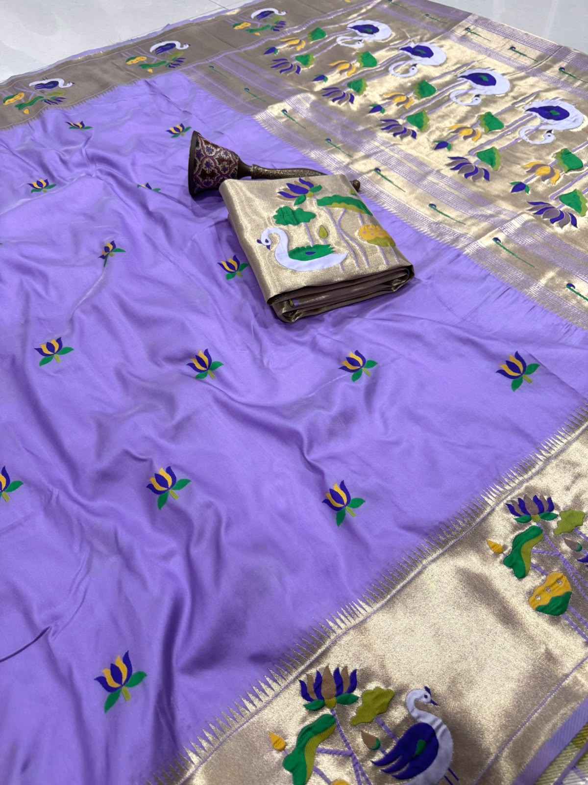 PURE SOFT KANCHIVRAM PAITHANI SILK ZARI WEAVING SAREE 1