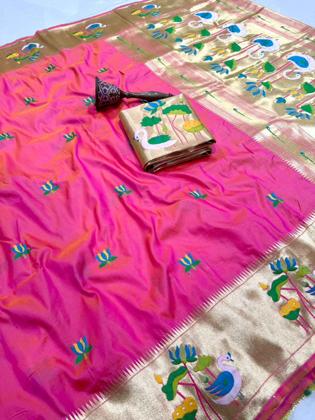 PURE SOFT KANCHIVRAM PAITHANI SILK ZARI WEAVING SAREE 1