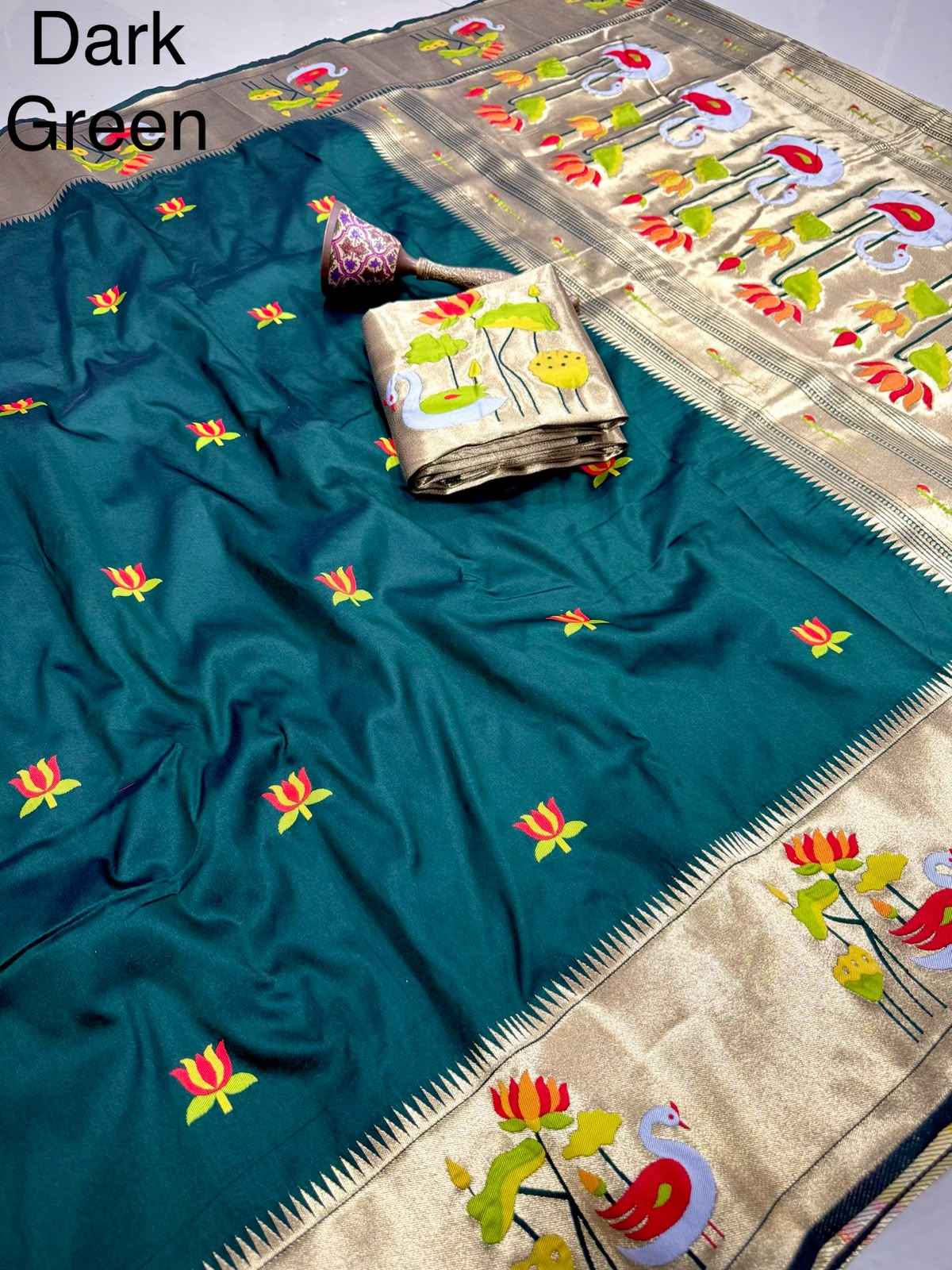 PURE SOFT KANCHIVRAM PAITHANI SILK ZARI WEAVING SAREE 1
