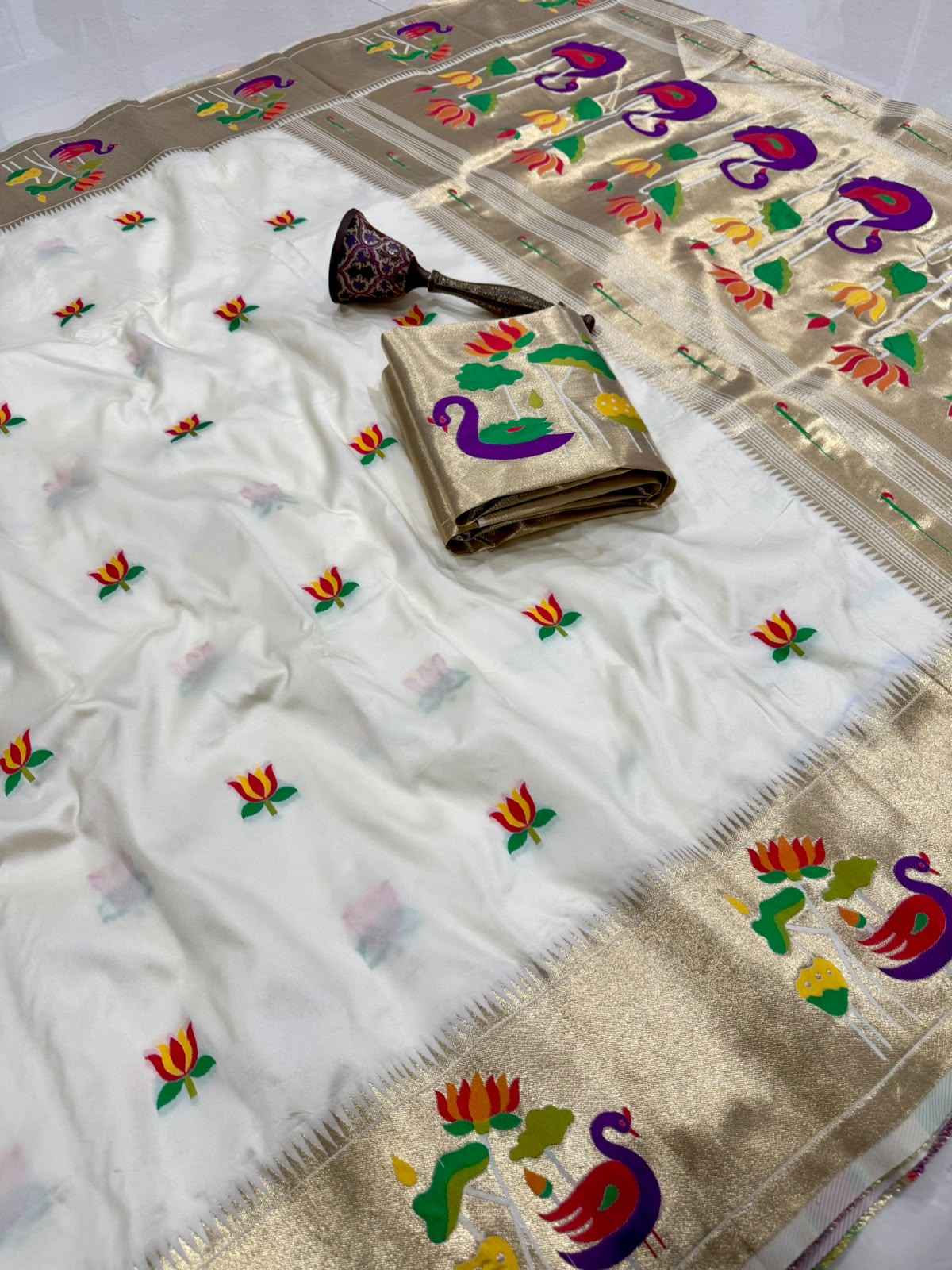 PURE SOFT KANCHIVRAM PAITHANI SILK ZARI WEAVING SAREE 1