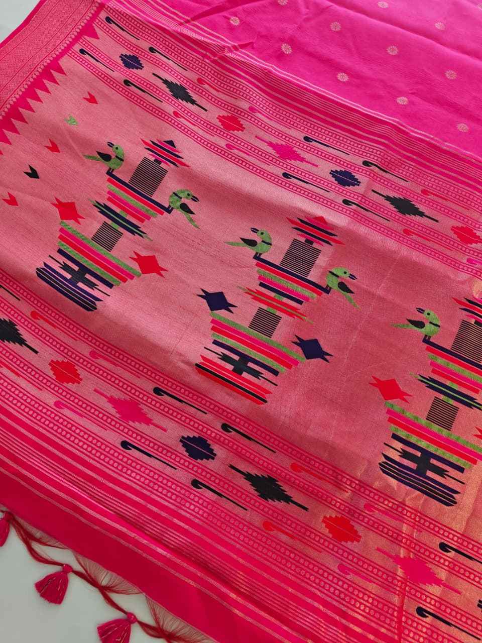 SOFT KHADI RAW SILK MEENA ZARI WEAVING PAITHANI SAREE