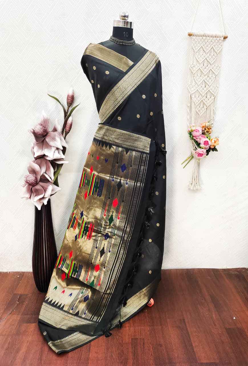 SOFT KHADI RAW SILK MEENA ZARI WEAVING PAITHANI SAREE