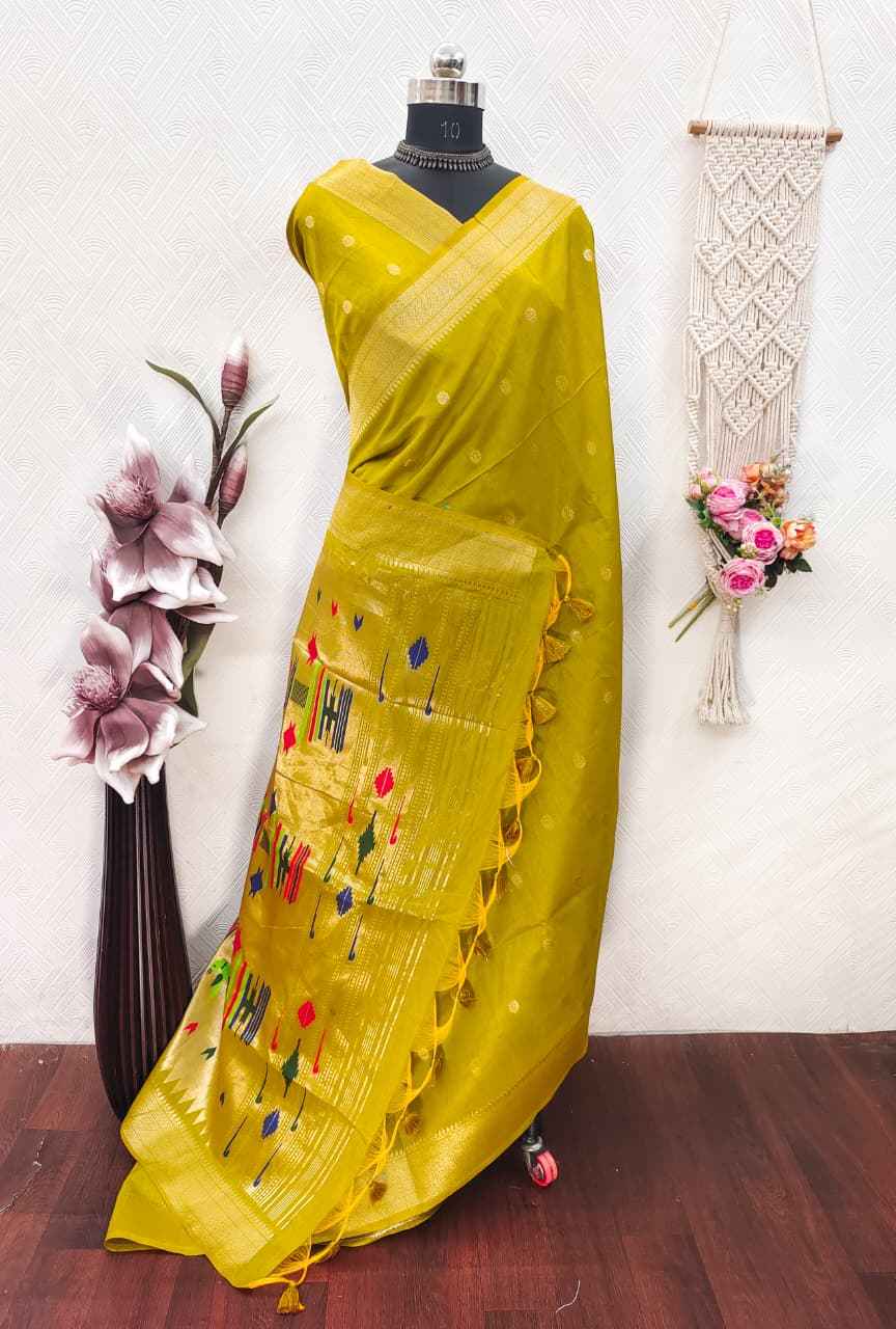 SOFT KHADI RAW SILK MEENA ZARI WEAVING PAITHANI SAREE