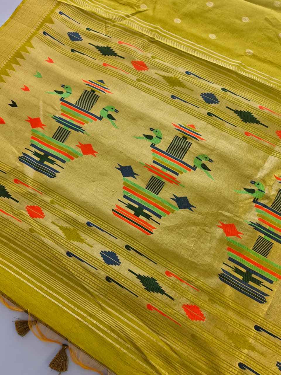 SOFT KHADI RAW SILK MEENA ZARI WEAVING PAITHANI SAREE
