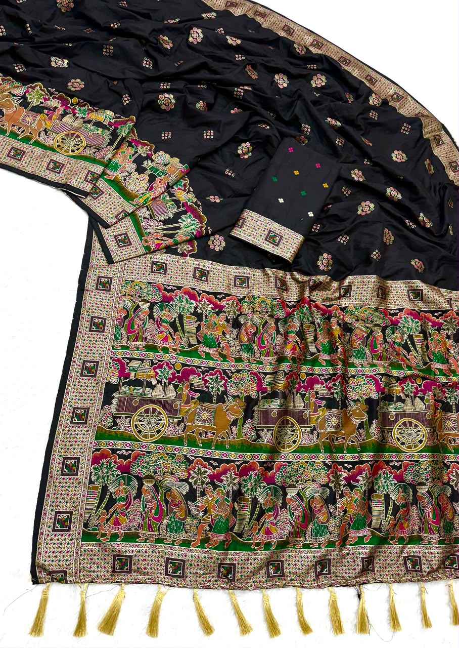 PURE SOFT RAJWADI PASHMINA SILK KASHMIRI THREAD ZARI WEAVING SAREE