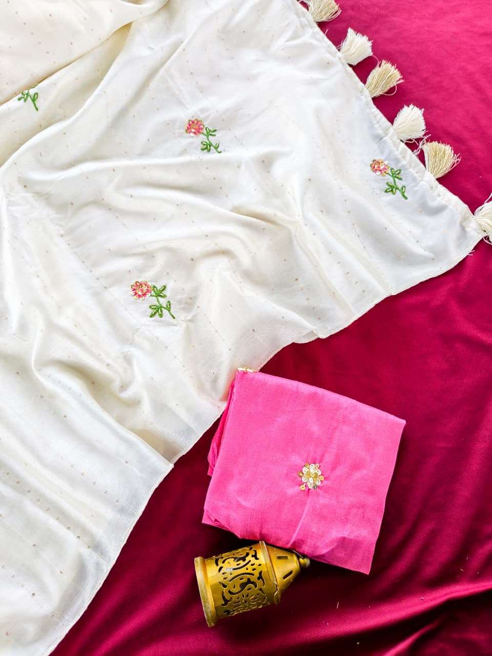 PURE SOFT VISCOSE SHIMMER FLOWERS SEQUENCE WORK SAREE