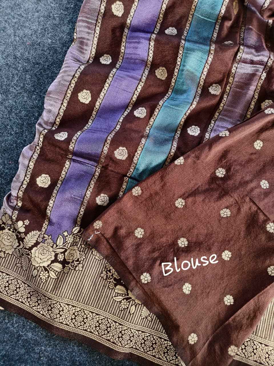 PURE SOFT VISCOSE ZARI PATTA FLOWER WEAVING SAREE