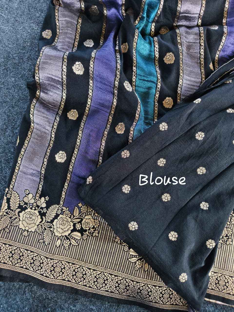PURE SOFT VISCOSE ZARI PATTA FLOWER WEAVING SAREE
