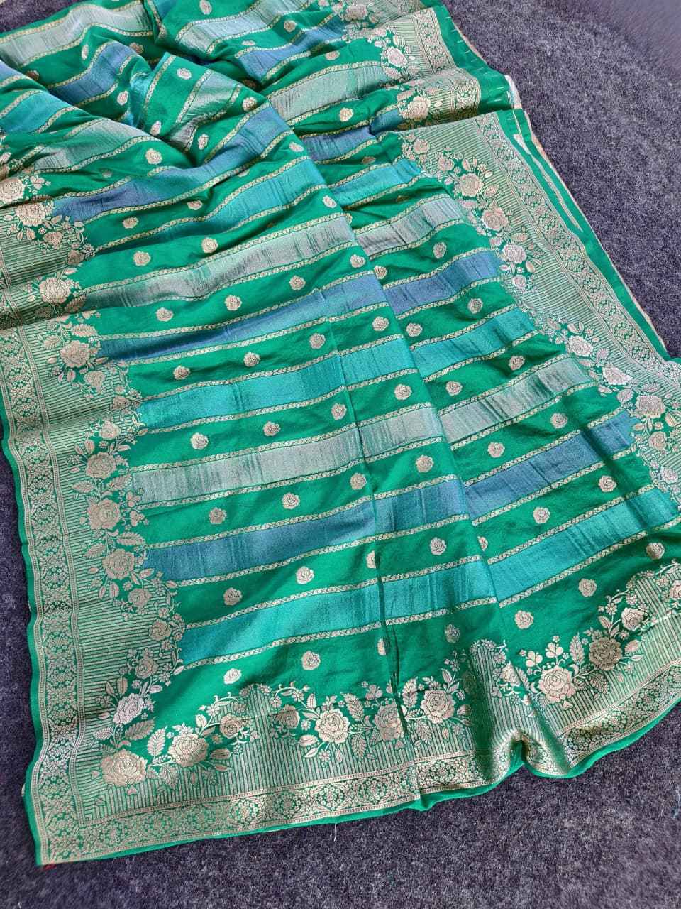PURE SOFT VISCOSE ZARI PATTA FLOWER WEAVING SAREE