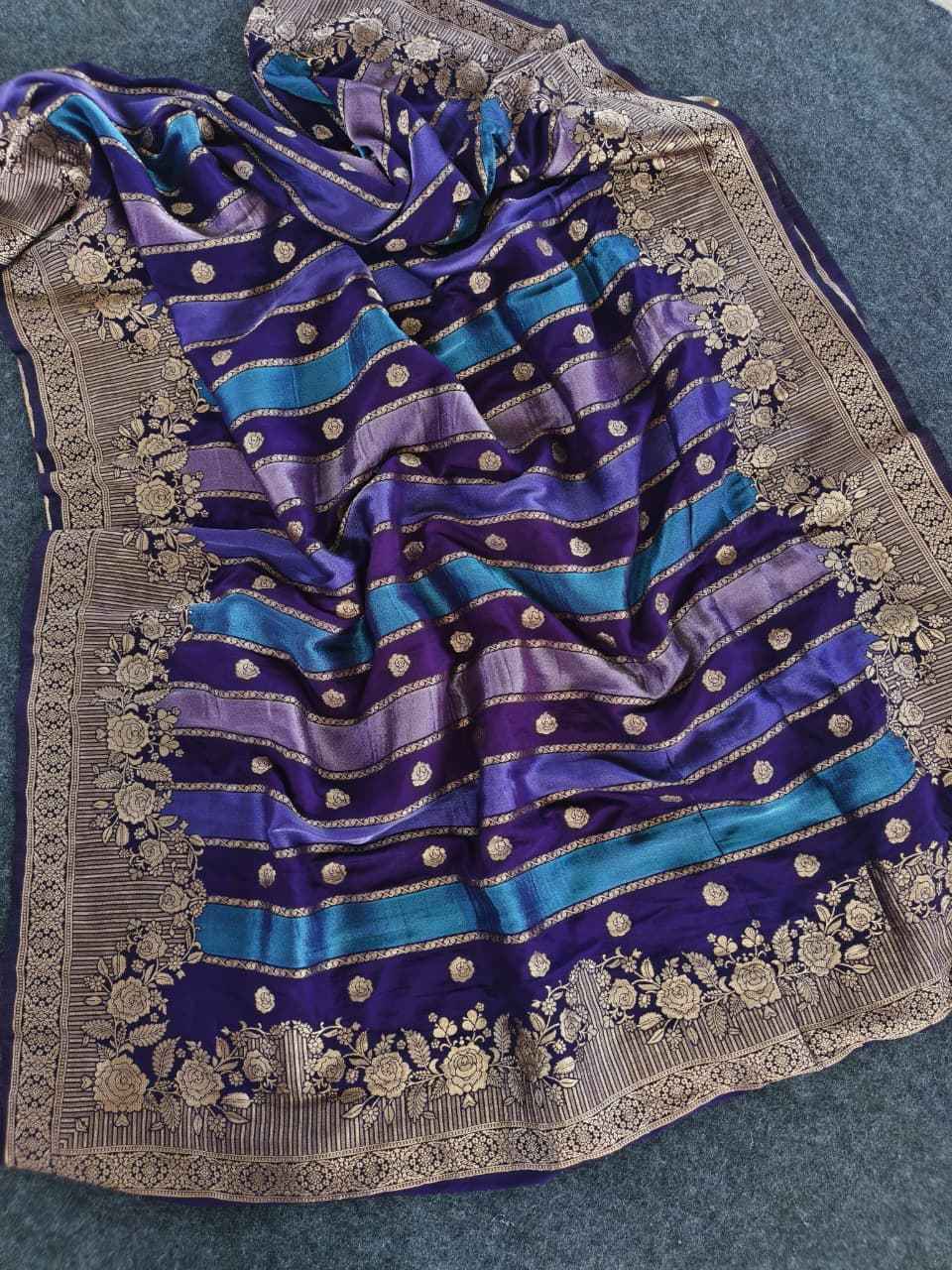 PURE SOFT VISCOSE ZARI PATTA FLOWER WEAVING SAREE