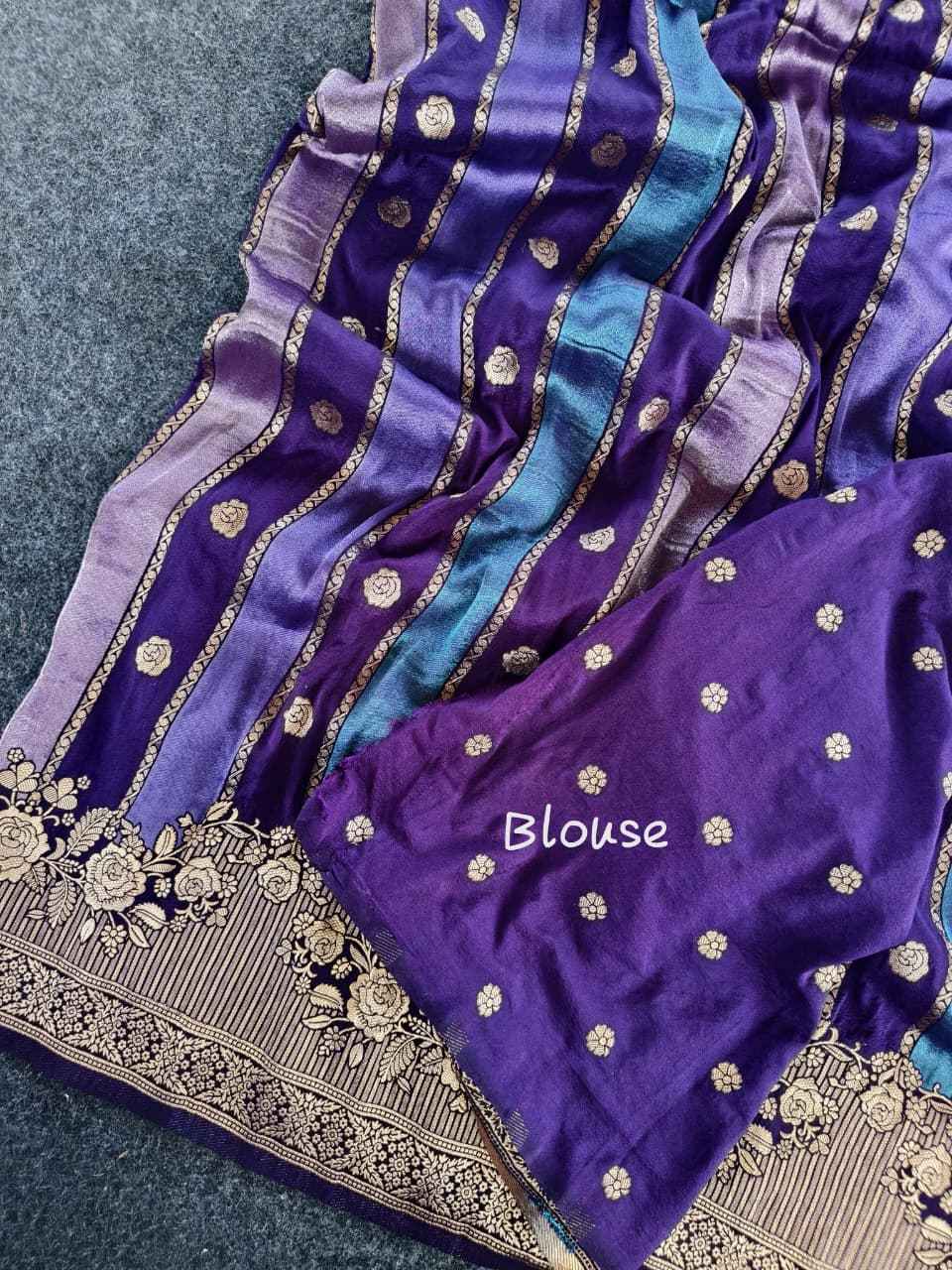 PURE SOFT VISCOSE ZARI PATTA FLOWER WEAVING SAREE
