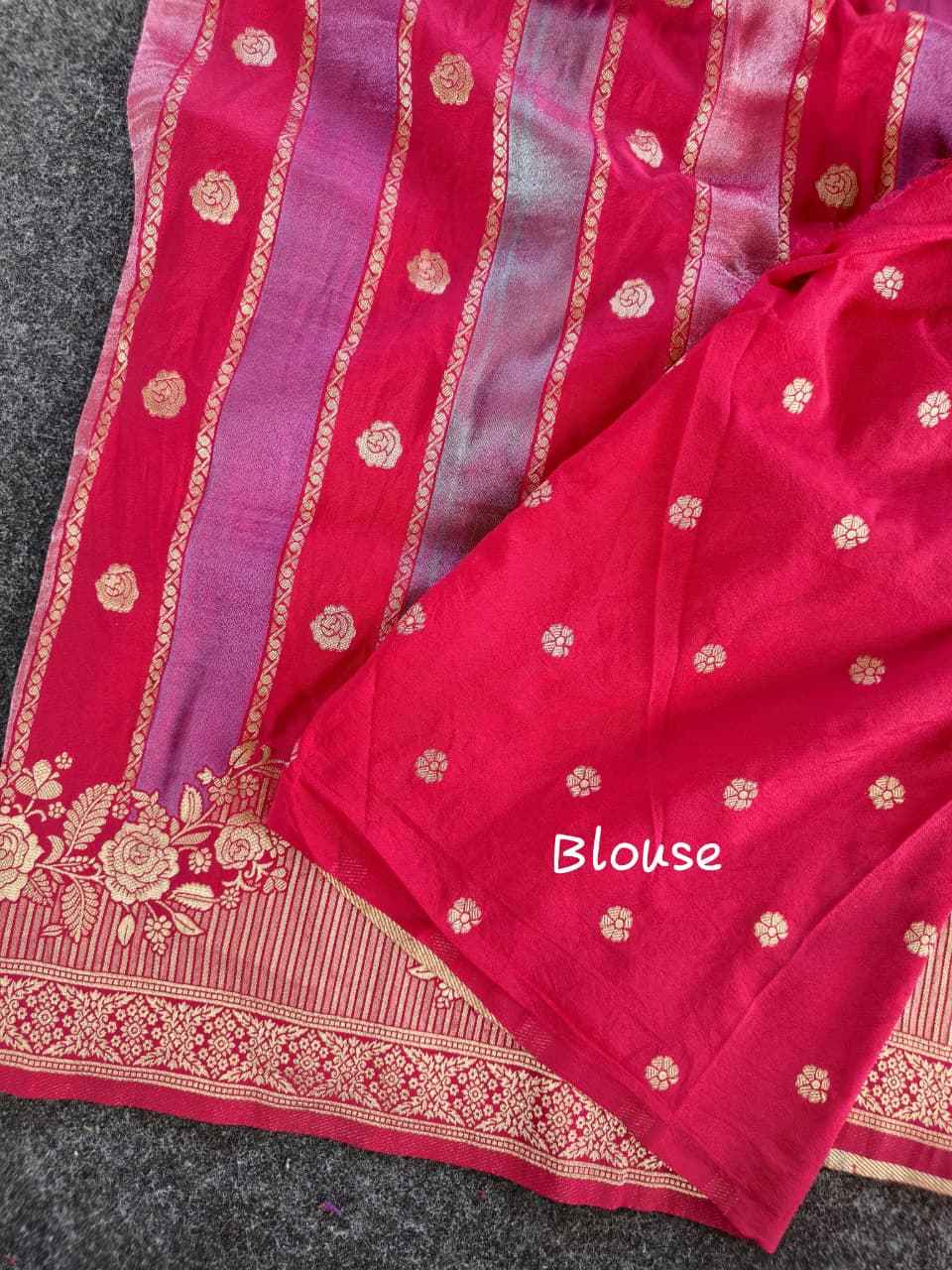 PURE SOFT VISCOSE ZARI PATTA FLOWER WEAVING SAREE