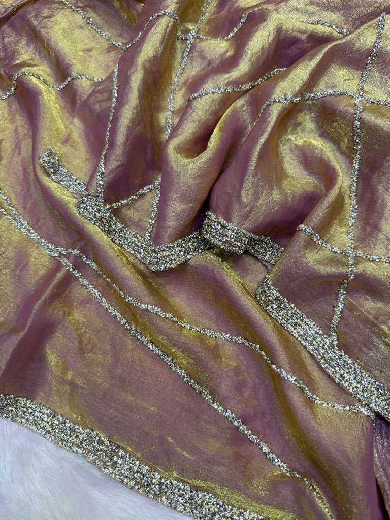 PURE SPACE SILK JARKHAN DIAMOND WORK SAREE