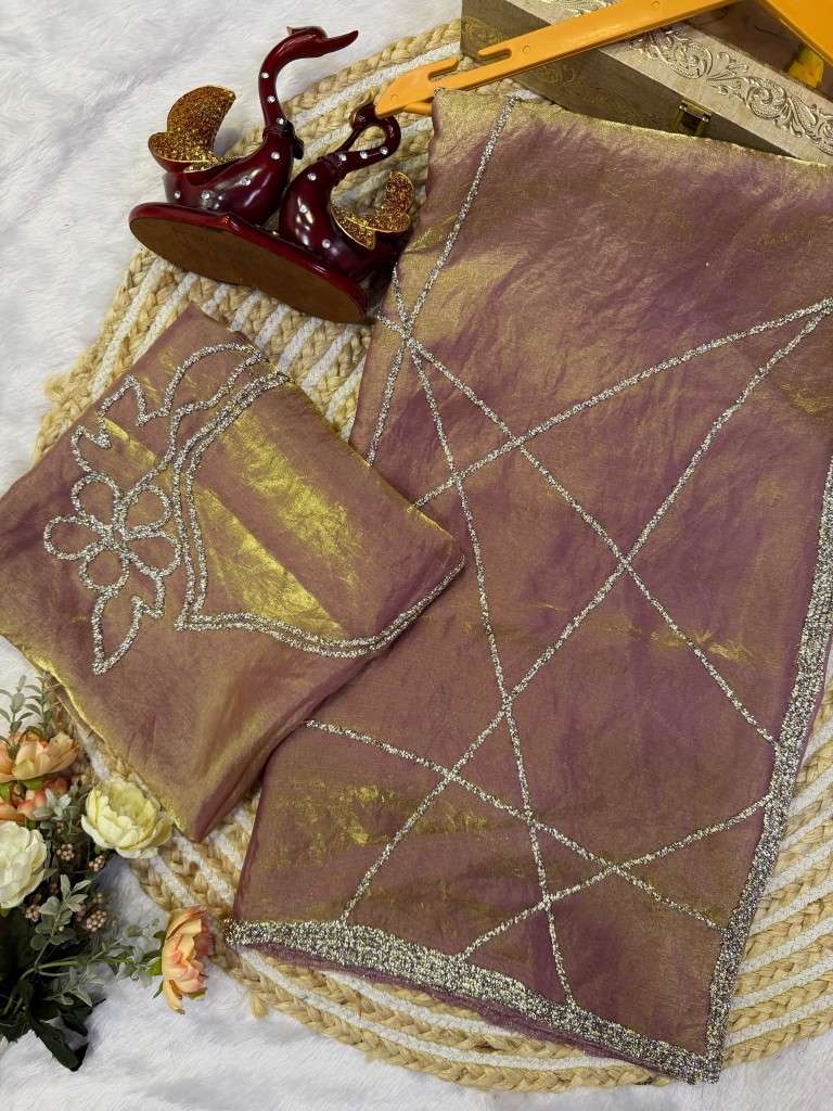 PURE SPACE SILK JARKHAN DIAMOND WORK SAREE
