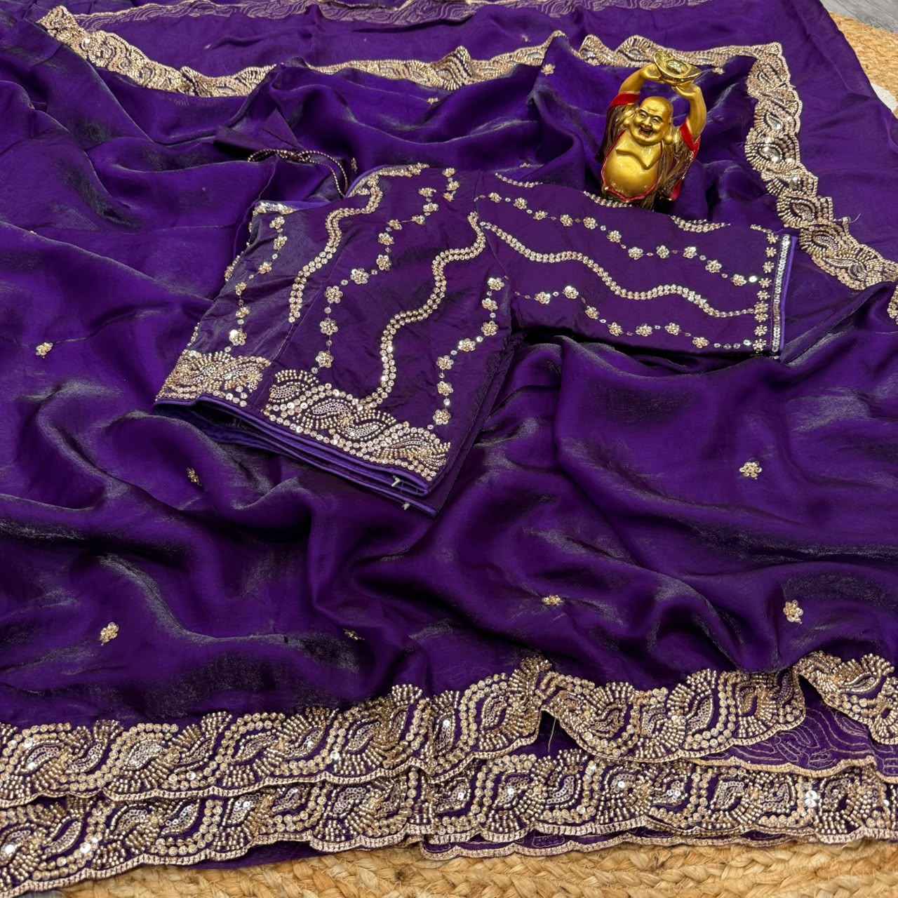 PURE SPACE SILK SEQUENCE AND CUTDANA HANDWORK SAREE 1