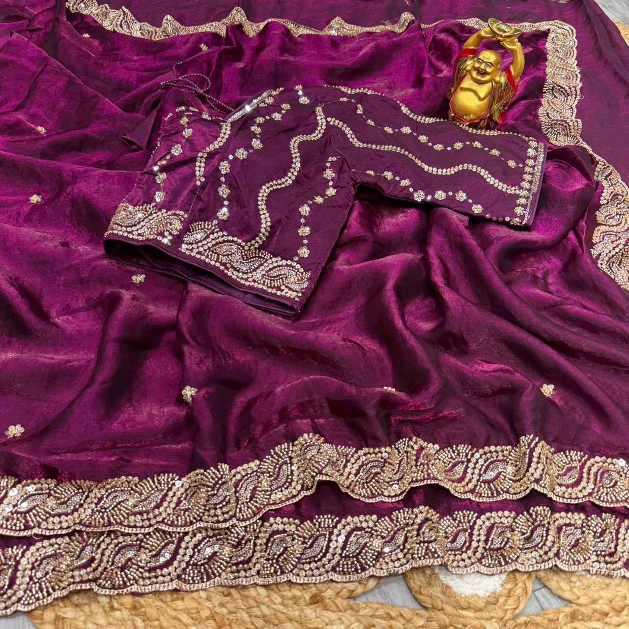 PURE SPACE SILK SEQUENCE AND CUTDANA HANDWORK SAREE 1