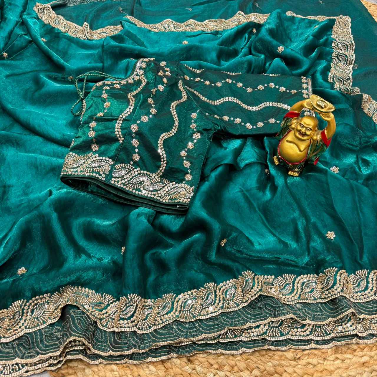 PURE SPACE SILK SEQUENCE AND CUTDANA HANDWORK SAREE 1