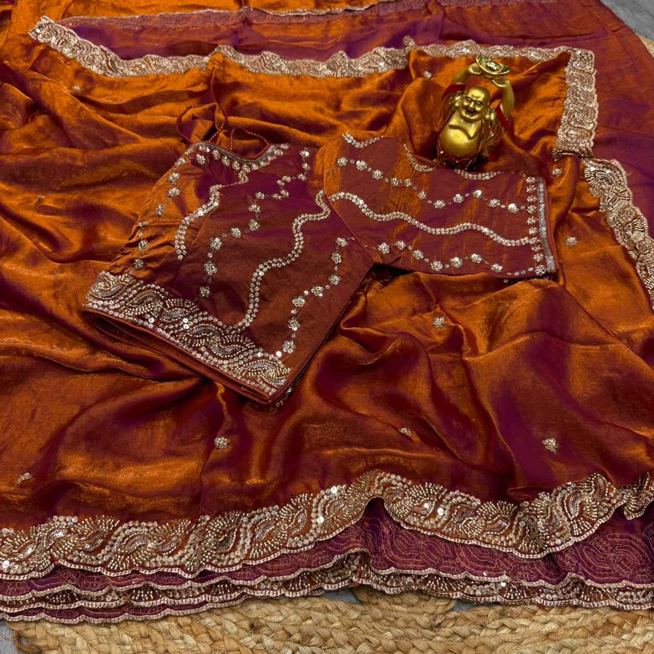 PURE SPACE SILK SEQUENCE AND CUTDANA HANDWORK SAREE 1