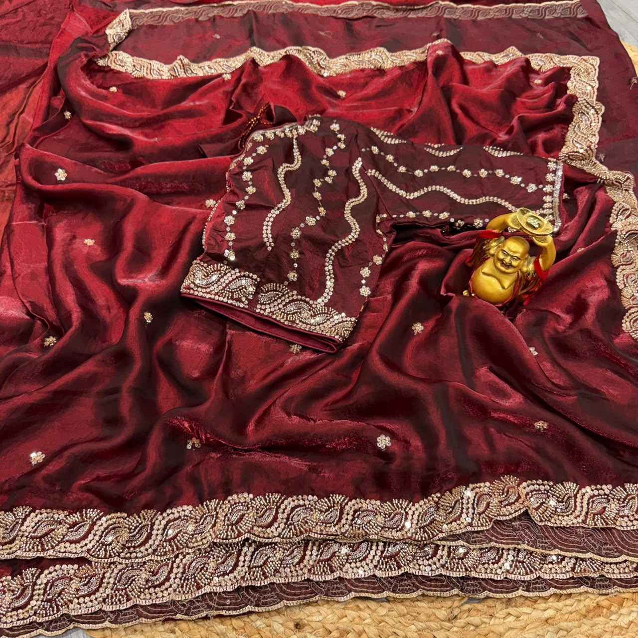 PURE SPACE SILK SEQUENCE AND CUTDANA HANDWORK SAREE 1