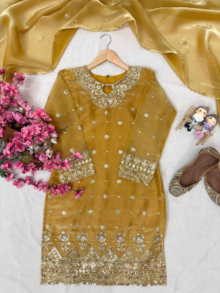 PURE TISSUE SILK SEQUINS & ZARI EMBROIDERY WORK DESIGNER READYMADE SUIT 