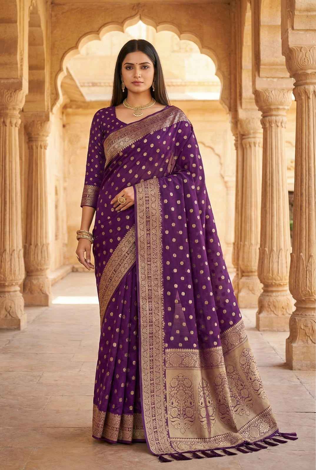 PURE VISCOSE DYEABLE DOLLA SILK SELF ZARI WEAVING SAREE 