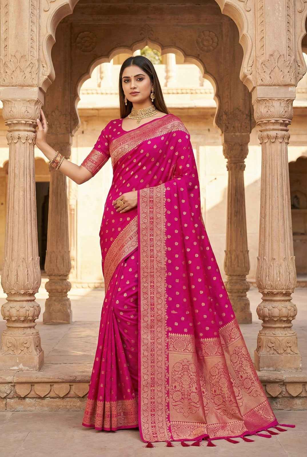 PURE VISCOSE DYEABLE DOLLA SILK SELF ZARI WEAVING SAREE 