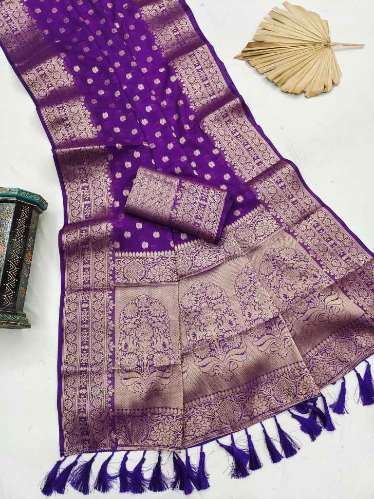 PURE VISCOSE DYEABLE DOLLA SILK SELF ZARI WEAVING SAREE 