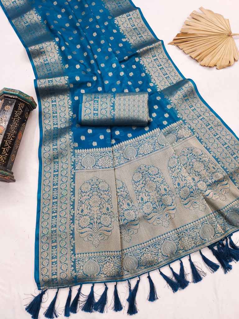 PURE VISCOSE DYEABLE DOLLA SILK SELF ZARI WEAVING SAREE 