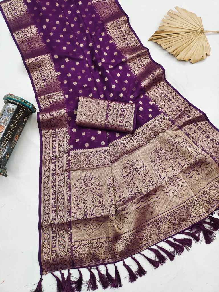 PURE VISCOSE DYEABLE DOLLA SILK SELF ZARI WEAVING SAREE 