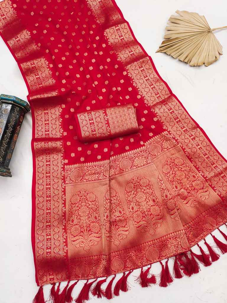 PURE VISCOSE DYEABLE DOLLA SILK SELF ZARI WEAVING SAREE 
