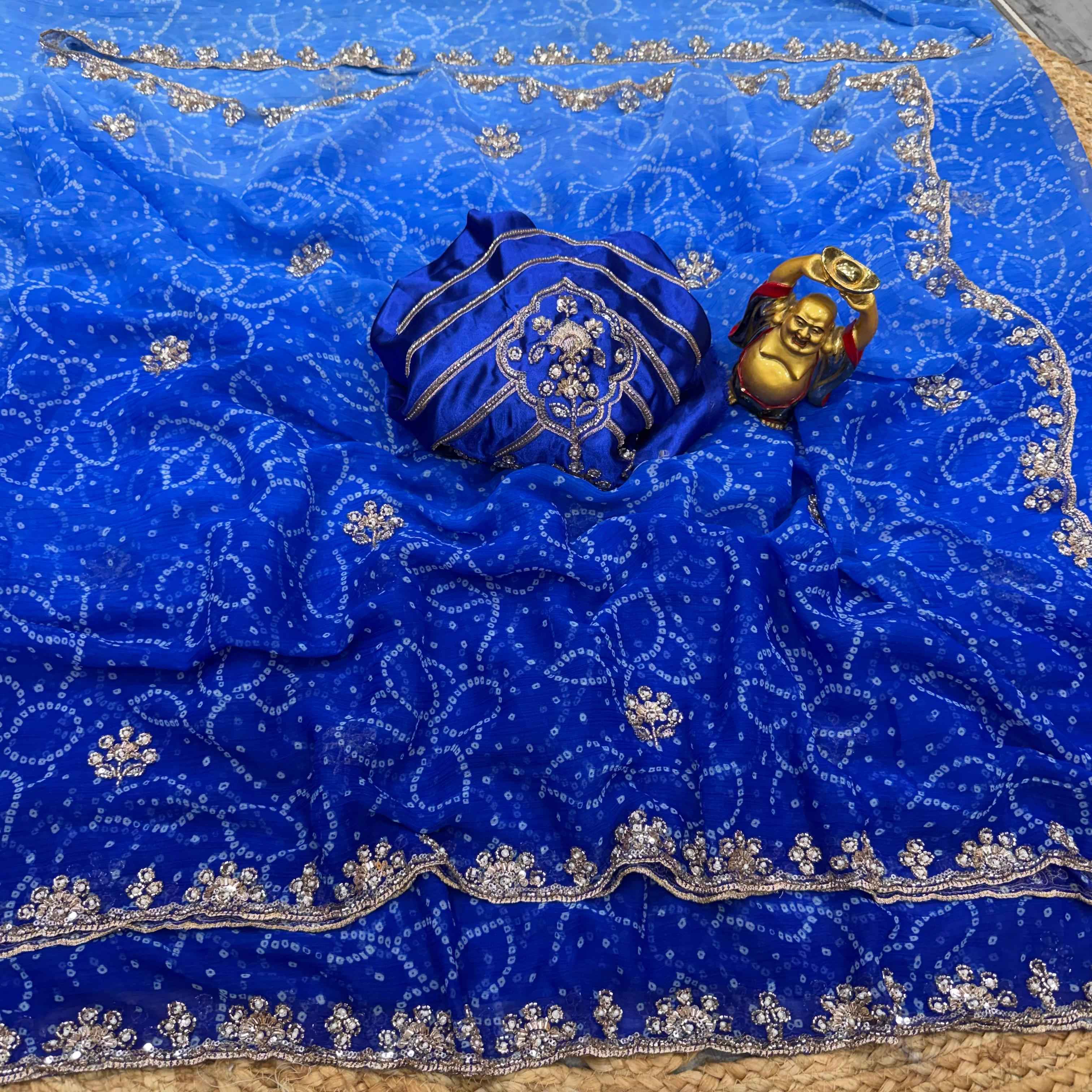 PURE WAREE CHIFFON SEQUENCE AND CUTDANA HANDWORK SAREE