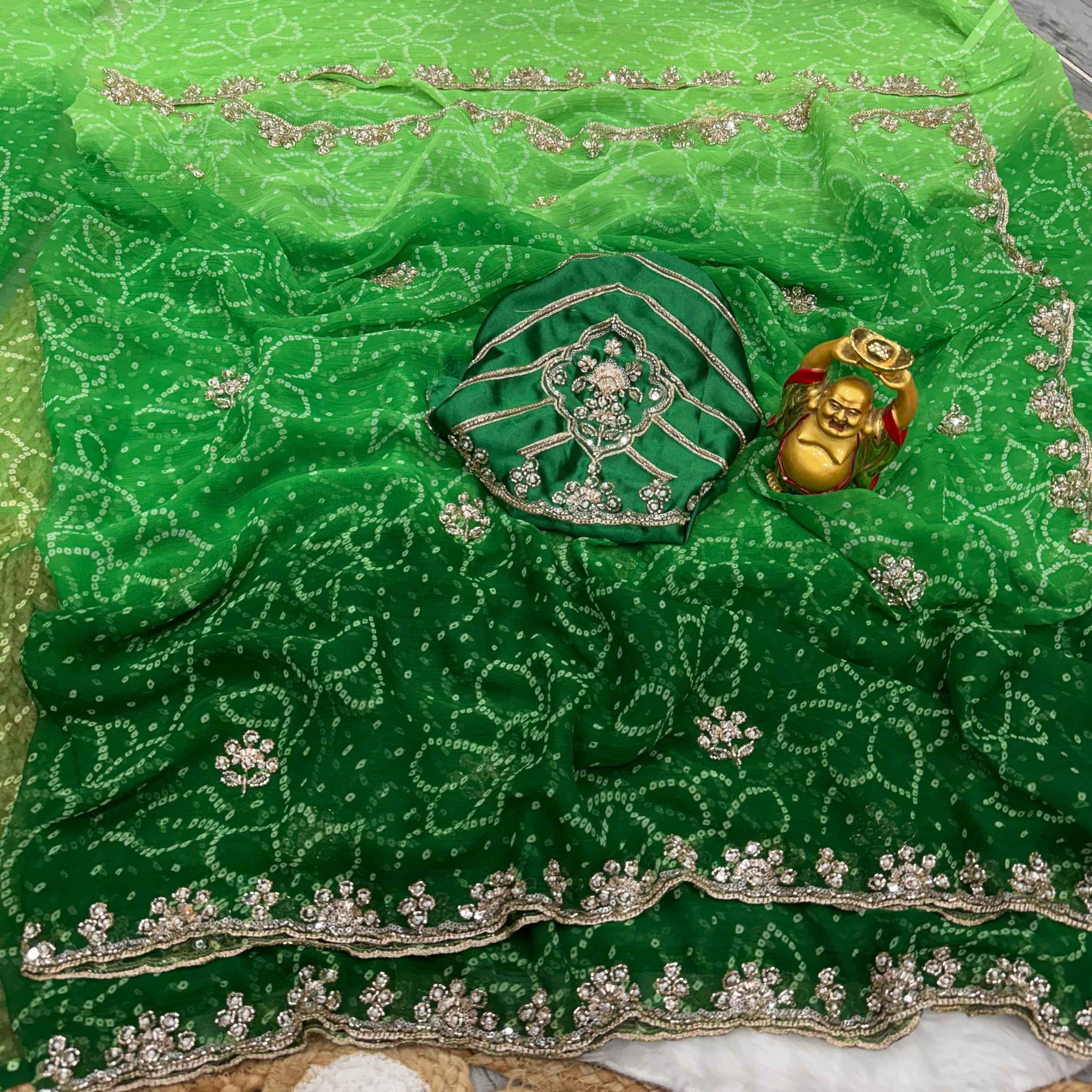 PURE WAREE CHIFFON SEQUENCE AND CUTDANA HANDWORK SAREE