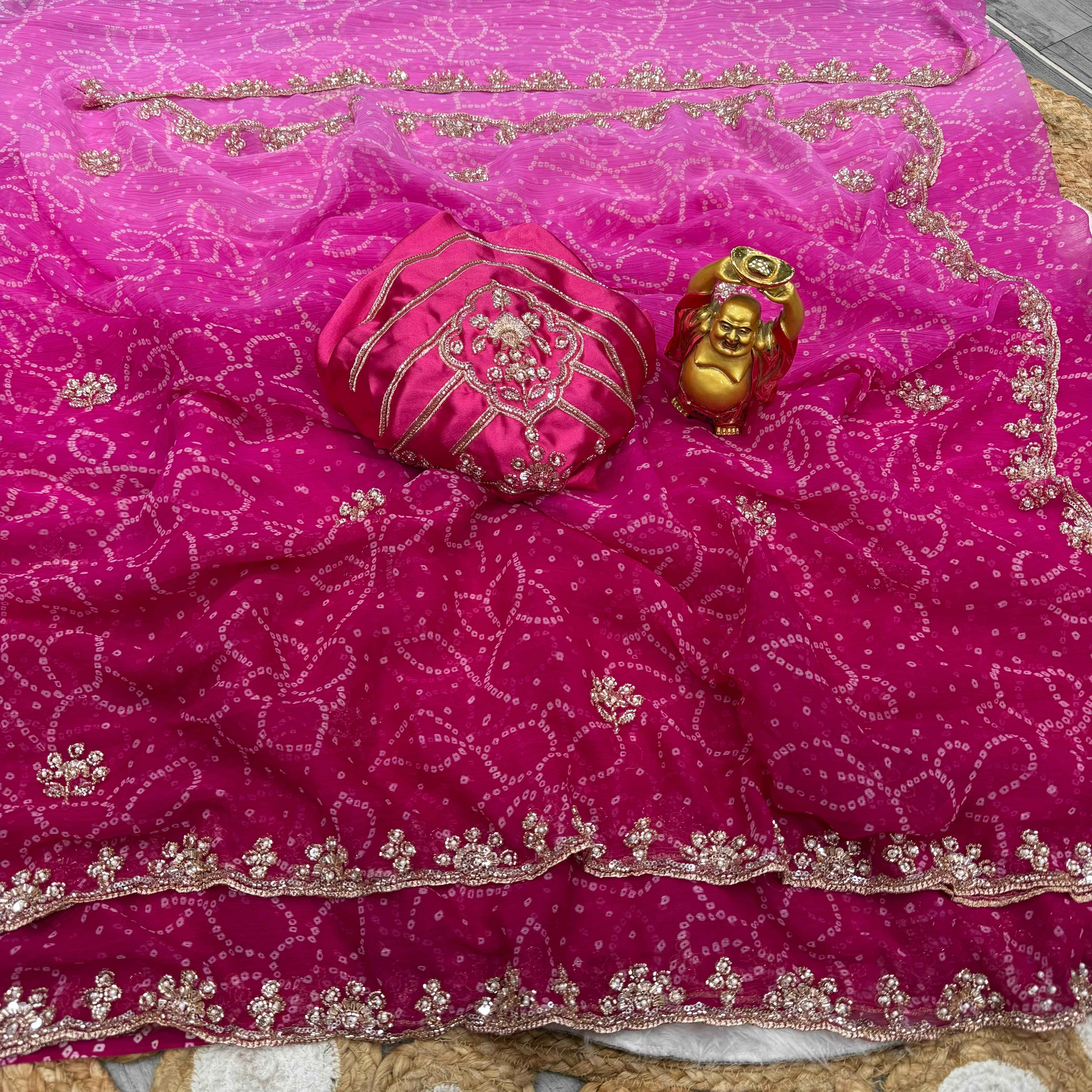 PURE WAREE CHIFFON SEQUENCE AND CUTDANA HANDWORK SAREE