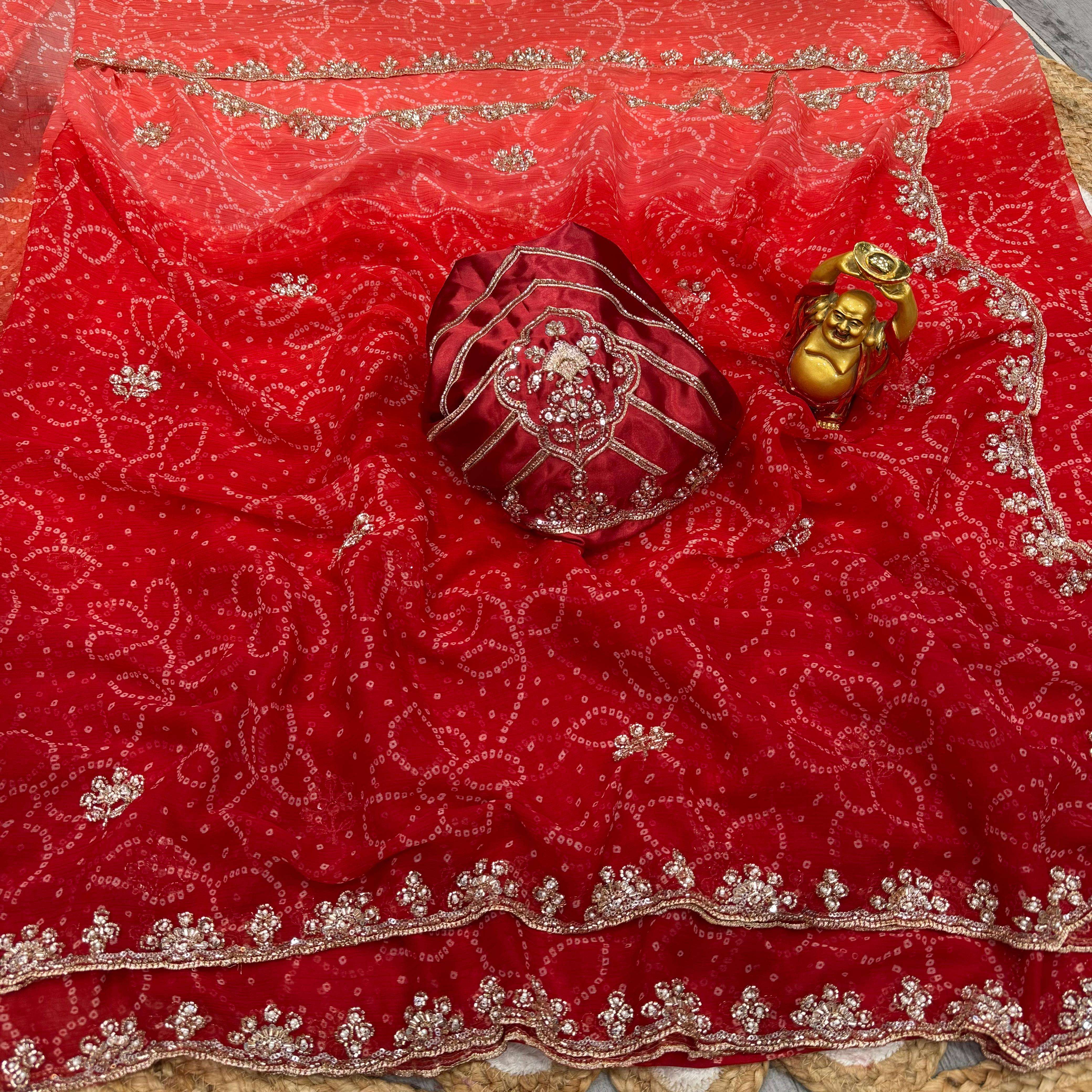 PURE WAREE CHIFFON SEQUENCE AND CUTDANA HANDWORK SAREE