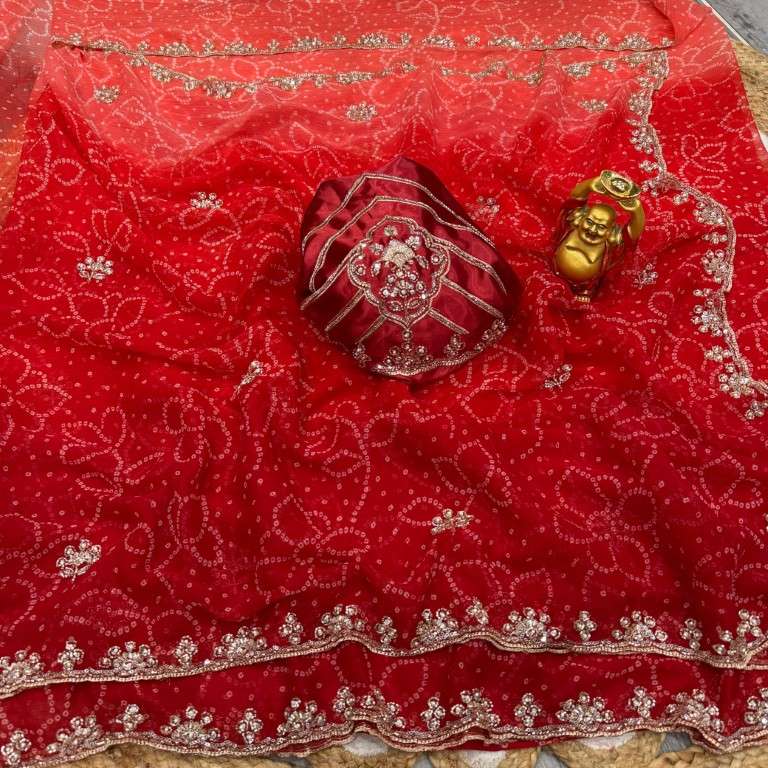 PURE WAREE CHIFFON SEQUENCE AND CUTDANA HANDWORK SAREE