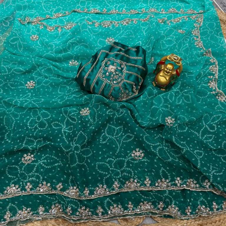 PURE WAREE CHIFFON SEQUENCE AND CUTDANA HANDWORK SAREE