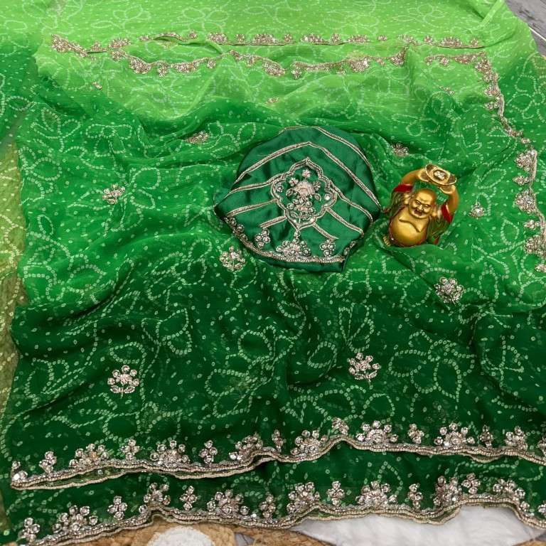 PURE WAREE CHIFFON SEQUENCE AND CUTDANA HANDWORK SAREE