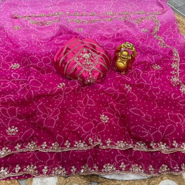 PURE WAREE CHIFFON SEQUENCE AND CUTDANA HANDWORK SAREE