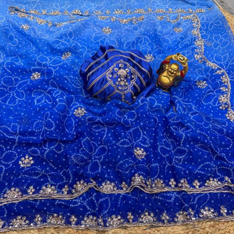 PURE WAREE CHIFFON SEQUENCE AND CUTDANA HANDWORK SAREE