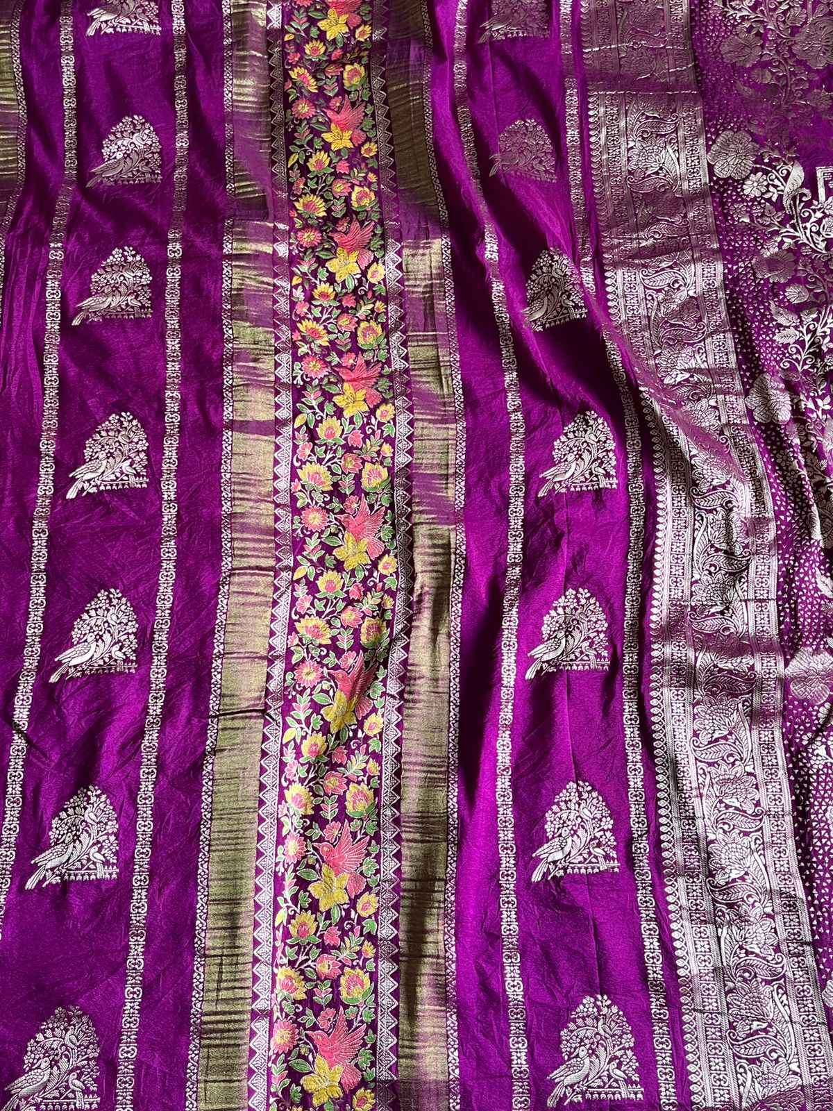 RICH CREPE KHADI TISSUE PAITHANI SILK FLORAL ZARI WOVEN SAREE