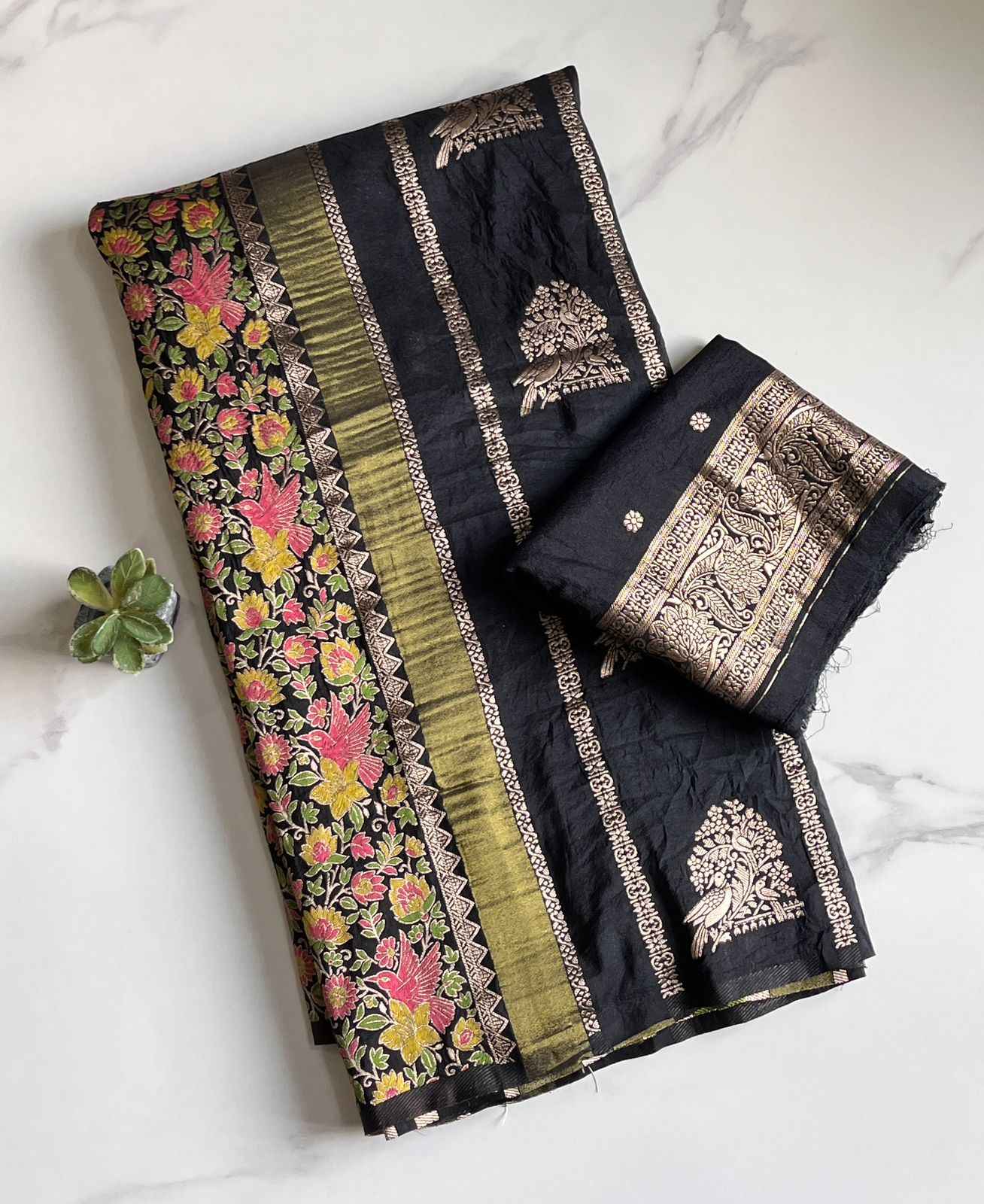 RICH CREPE KHADI TISSUE PAITHANI SILK FLORAL ZARI WOVEN SAREE